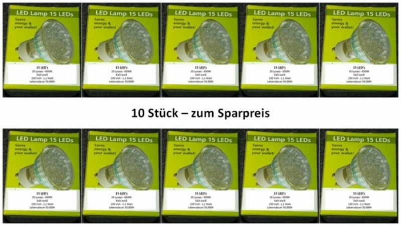 15er LED's - 10er Pack - kalt-wei