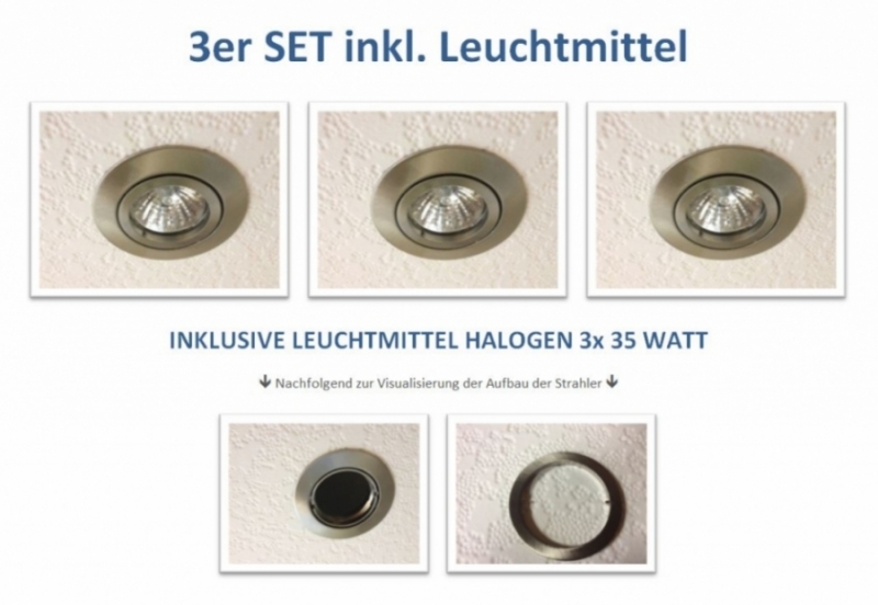 3er SET - Einbauleuchten - 3x 35 Watt inklusive