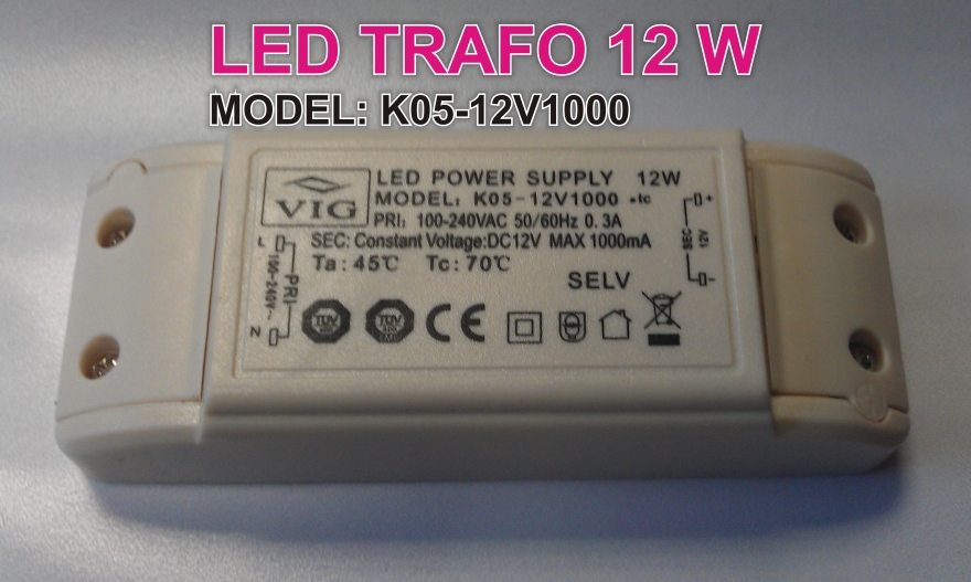 LED-TRAFO | 12Watt | Model: K05-12V1000