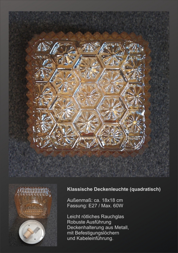 Deckenleuchte | leicht_roetliches Rauchglas - quadratisch | Art.Nr. 65222.00.002.03 | Angebotsgrafik