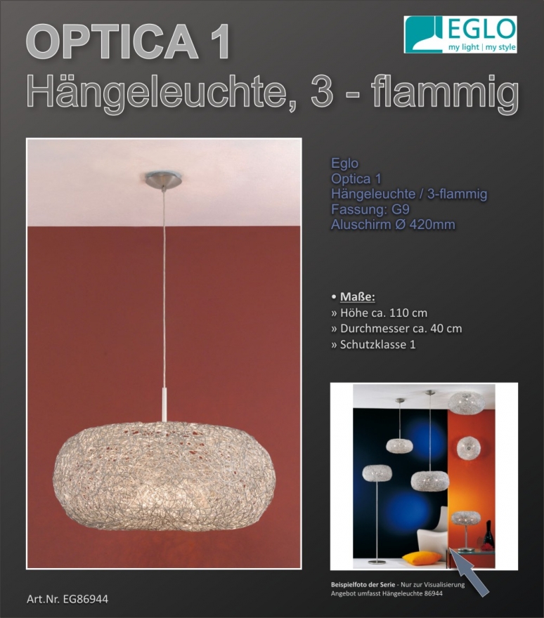 Eglo Optica 1 Hngeleuchte/3-flammig G9 Aluschirm  420mm