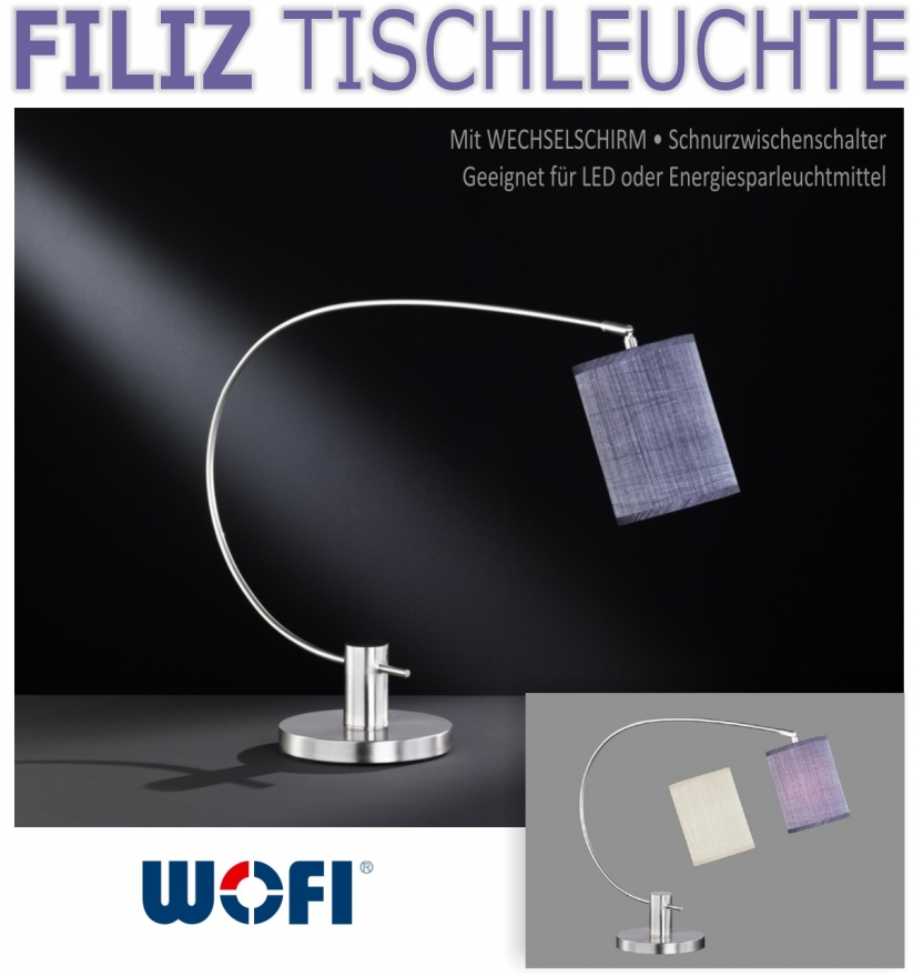 WOFI | FILIZ | Tischleuchte mit Wechselschirm | 8009.01.64.0100